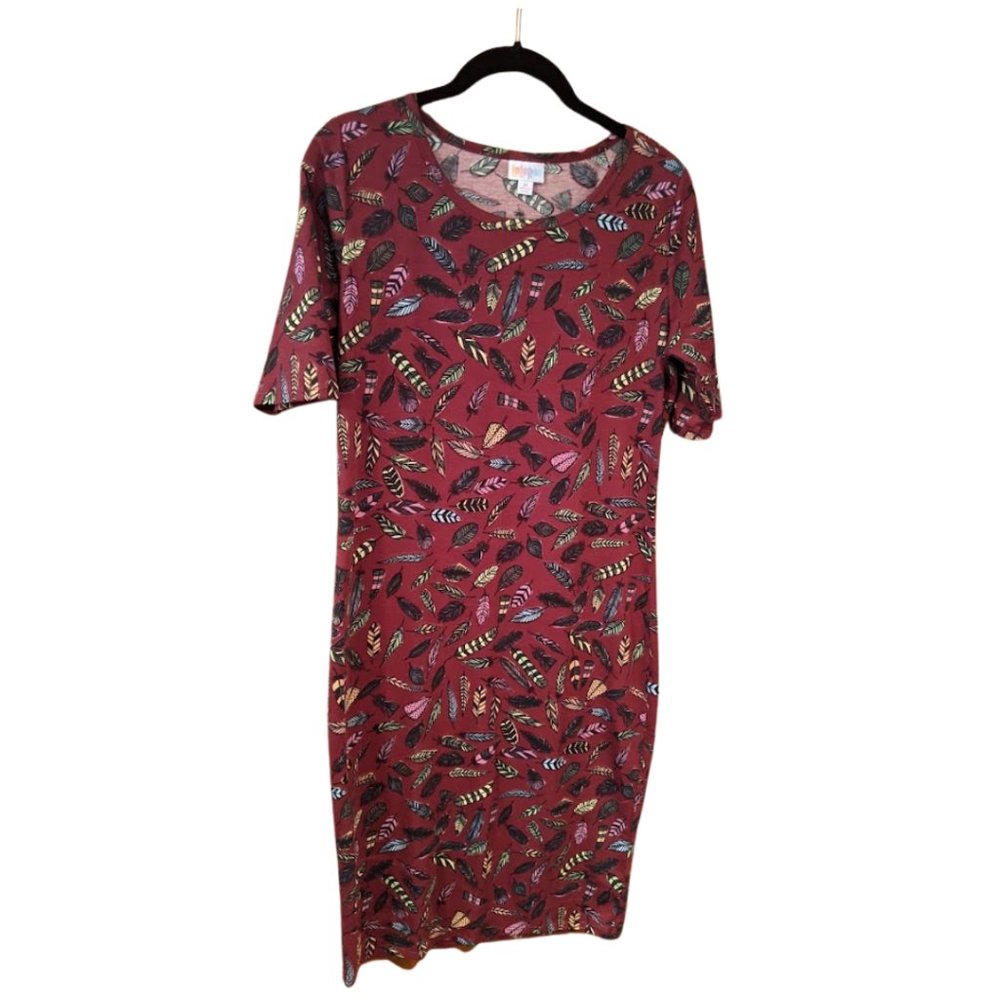 LuLaRoe Feather Patterned Julia Dress Size Medium